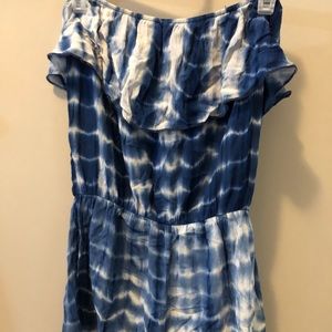 tie dye blue strapless romper